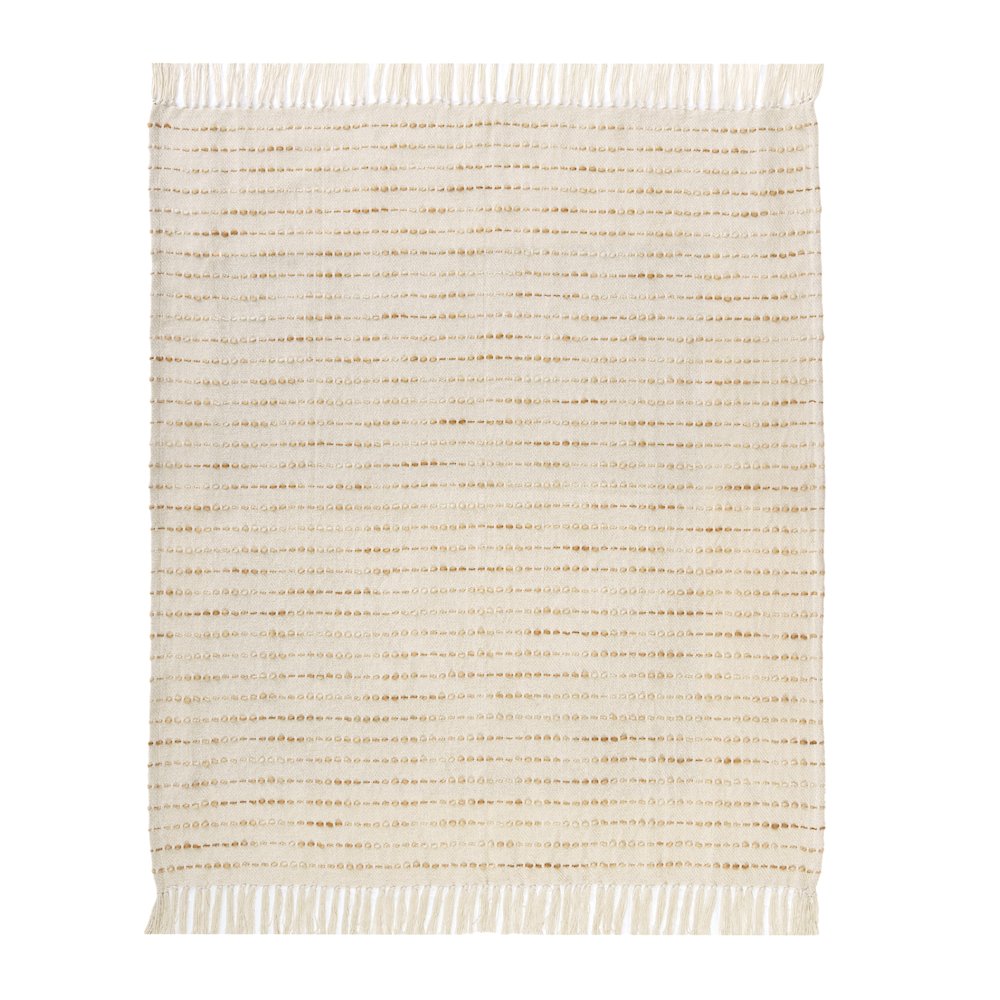 White/ Abobe Striped Ombre Farmhouse Flatweave Throw Blanket. Picture 1