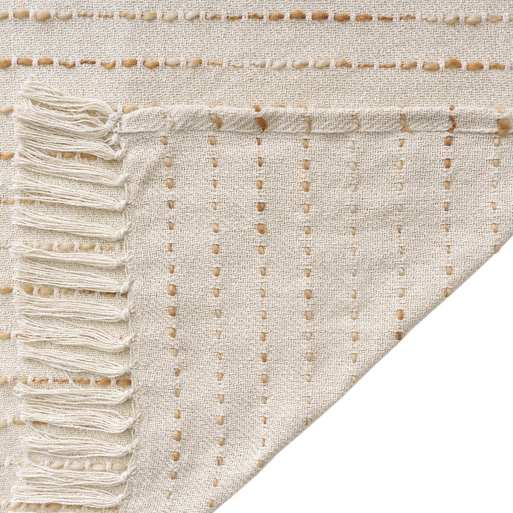 White/ Abobe Striped Ombre Farmhouse Flatweave Throw Blanket. Picture 6