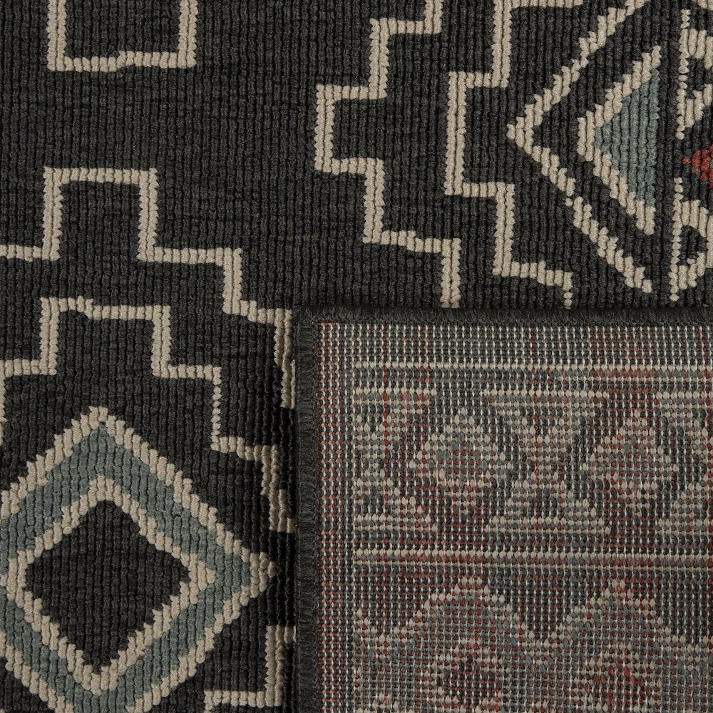 Black/Ivory Southwestern Tribal Polypropylene Indoor/Outdoor Area Rug. Picture 5