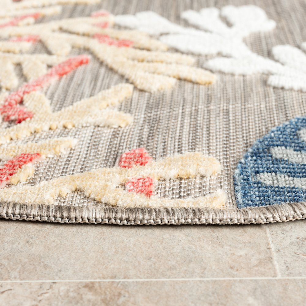 Coral Reef Hi-Low Coastal Gray Taupe Indoor Outdoor Area Rug. Picture 3