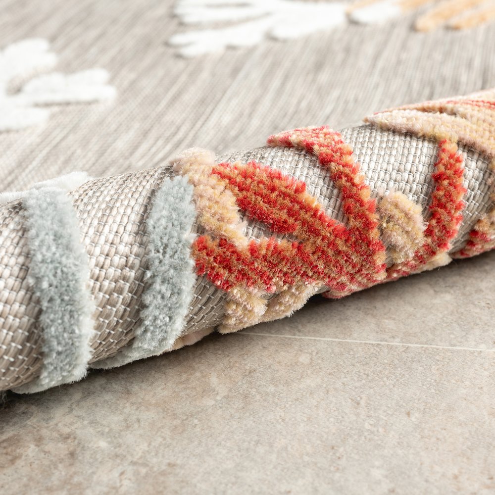 Coral Reef Hi-Low Coastal Gray Taupe Indoor Outdoor Area Rug. Picture 4