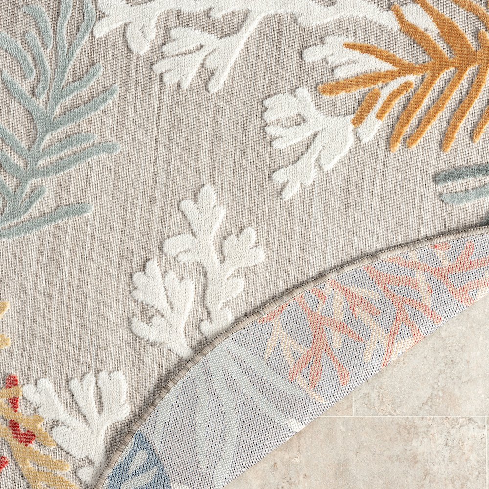 Coral Reef Hi-Low Coastal Gray Taupe Indoor Outdoor Area Rug. Picture 6