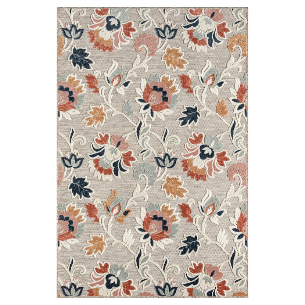 Floral Filigree Hi-Low Multicolored Indoor Outdoor Rug. Picture 1