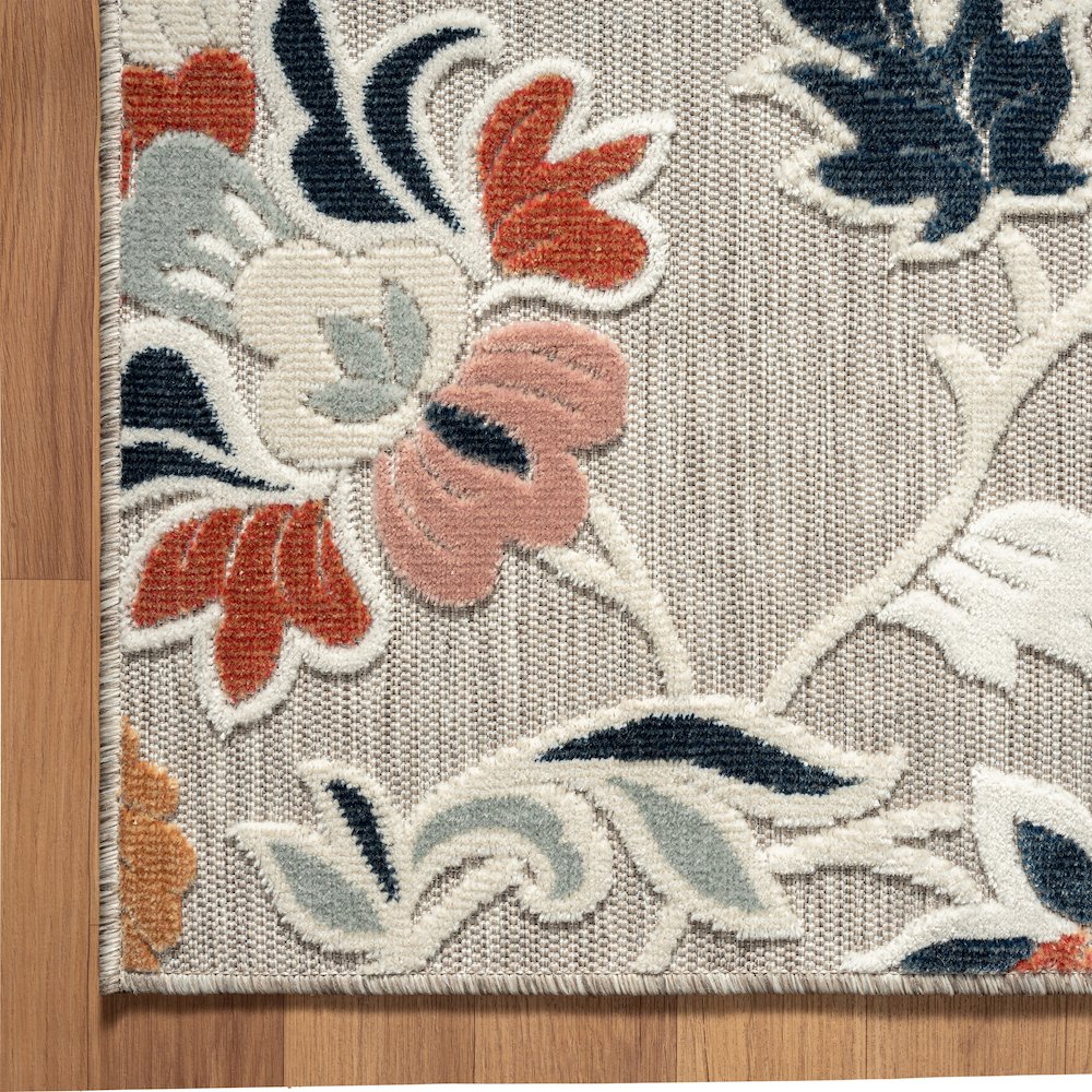 Floral Filigree Hi-Low Multicolored Indoor Outdoor Rug. Picture 2