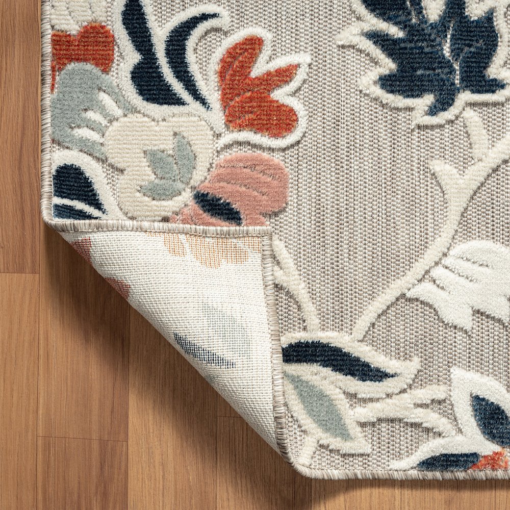 Floral Filigree Hi-Low Multicolored Indoor Outdoor Rug. Picture 3