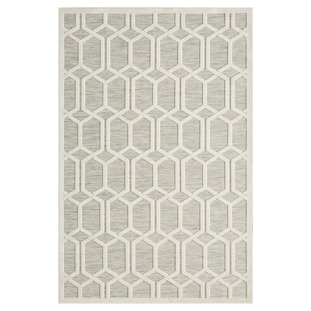 Geometric Hi-Low Modern Gray Indoor Outdoor Area Rug. Picture 1