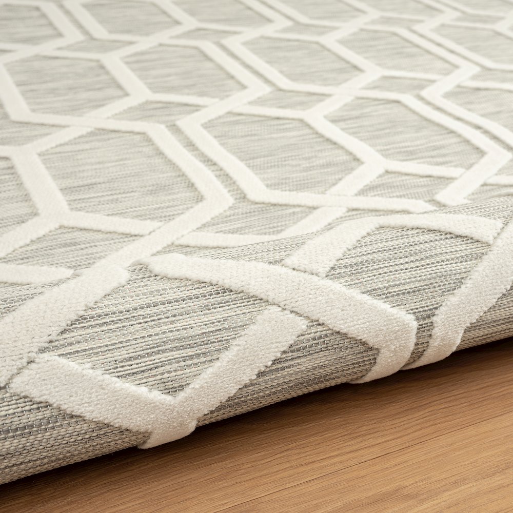 Geometric Hi-Low Modern Gray Indoor Outdoor Area Rug. Picture 4