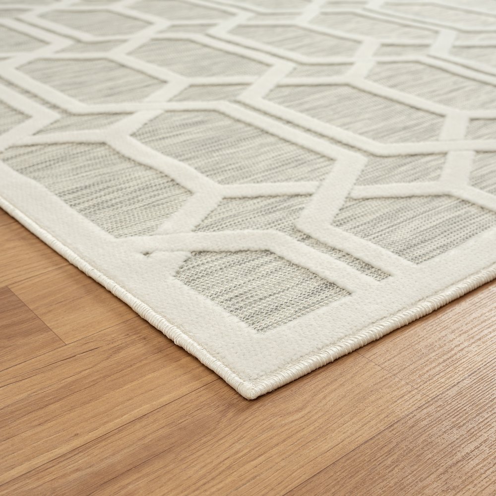 Geometric Hi-Low Modern Gray Indoor Outdoor Area Rug. Picture 5
