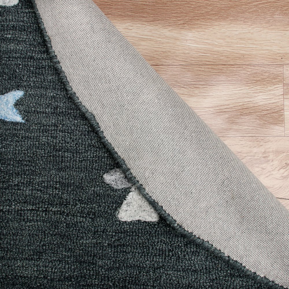 Evette Rios Vibrance Hand Tufted Charcoal Geometric/Bordered Area Rug, 5' Round. Picture 6