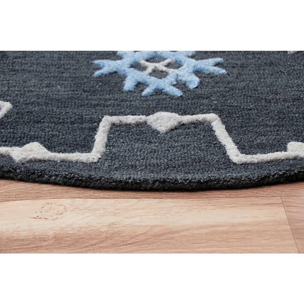 Evette Rios Vibrance Hand Tufted Charcoal Geometric/Bordered Area Rug, 5' Round. Picture 3