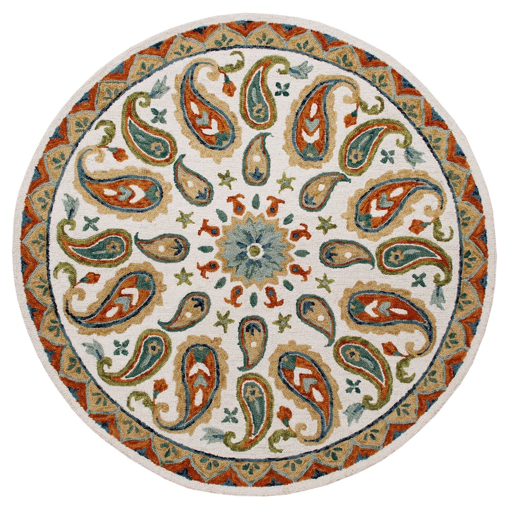 Multicolored Paisley Paradise Medallion Round Rug. Picture 1