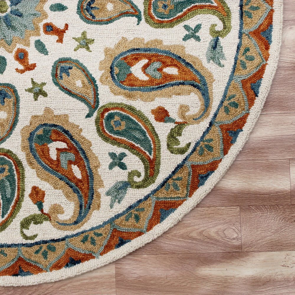 Multicolored Paisley Paradise Medallion Round Rug. Picture 5