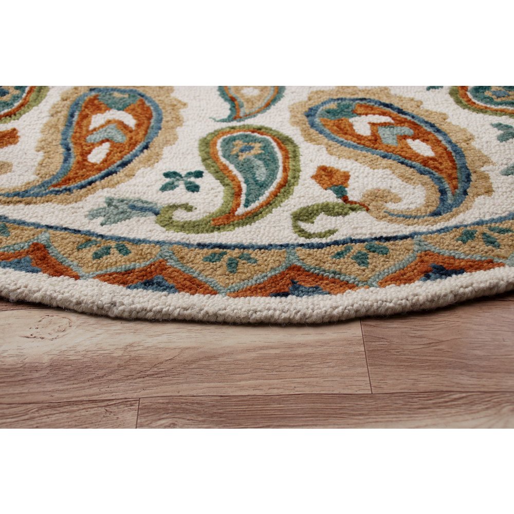 Multicolored Paisley Paradise Medallion Round Rug. Picture 3