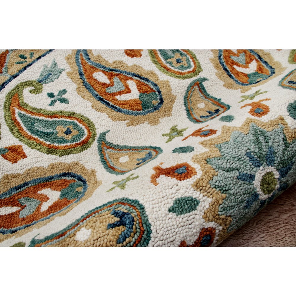 Multicolored Paisley Paradise Medallion Round Rug. Picture 4