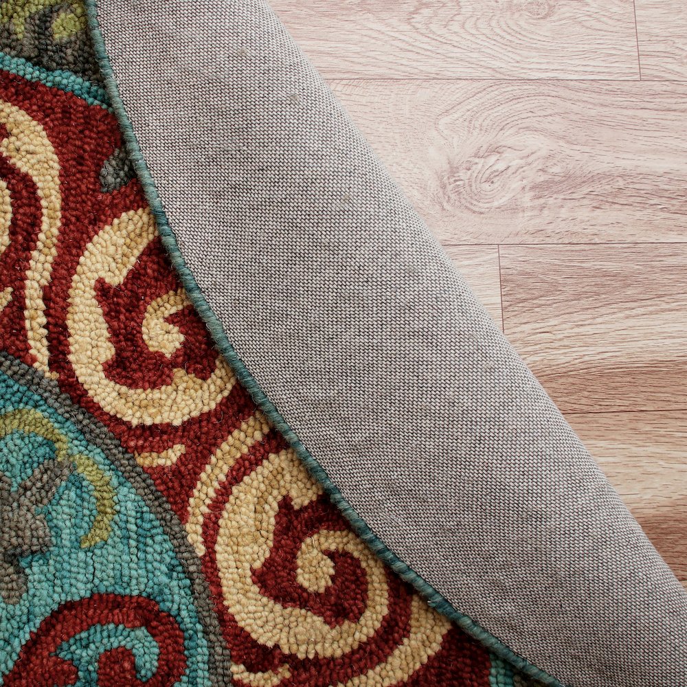 Southwestern Stunner Ivory and Red Round Rug. Picture 6