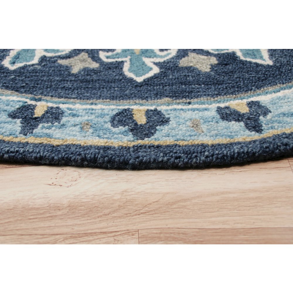 Blue Floral Gardens Medallion Round Rug. Picture 3