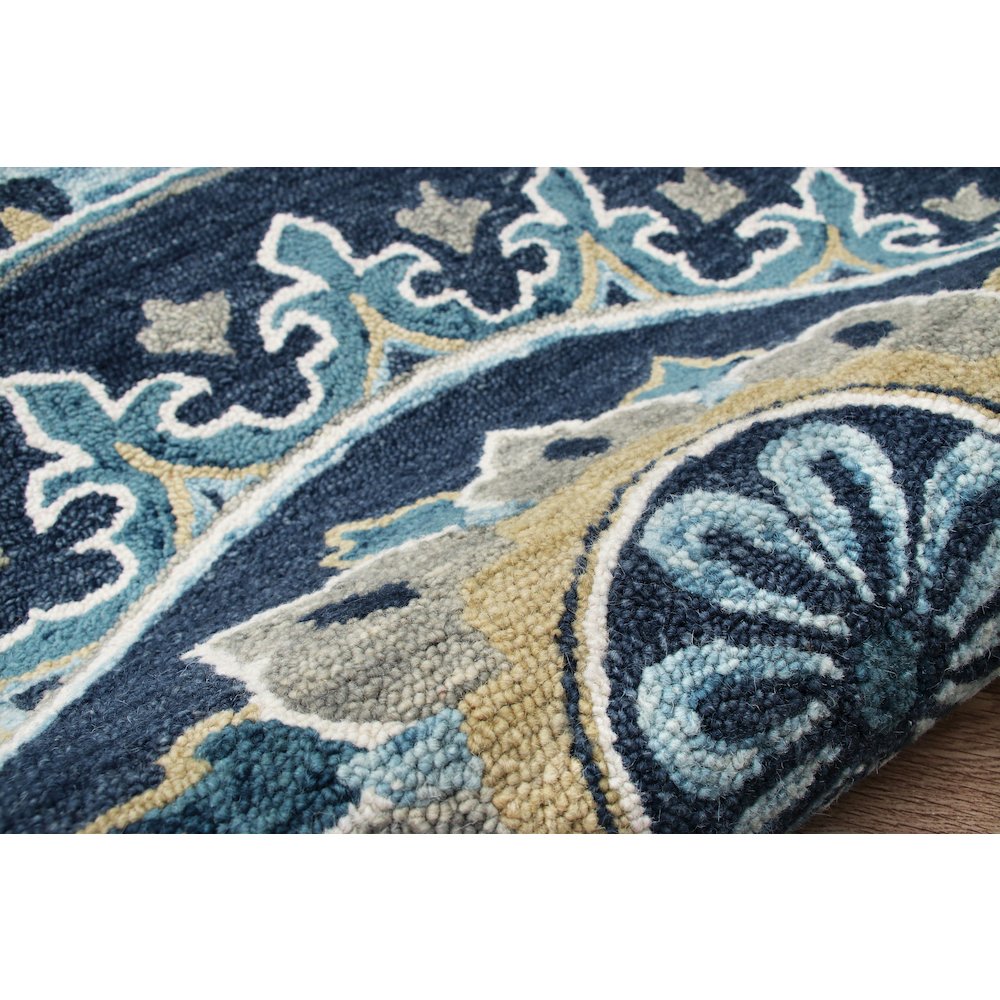 Blue Floral Gardens Medallion Round Rug. Picture 4