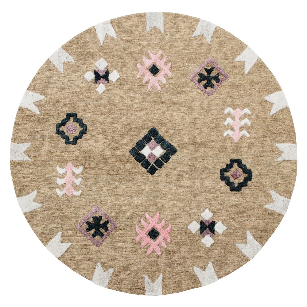 Evette Rios Vibrance Hand Tufted Taupe Geometric Area Rug,5' Round. Picture 1