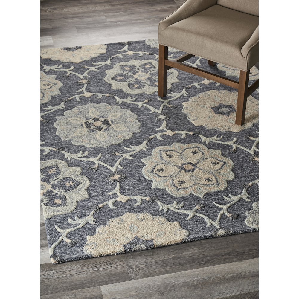 Deep Gray Floral Garden Area Rug  5'0"x7'0". Picture 2
