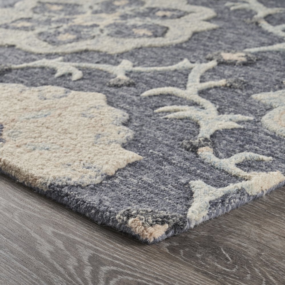 Deep Gray Floral Garden Area Rug  5'0"x7'0". Picture 3