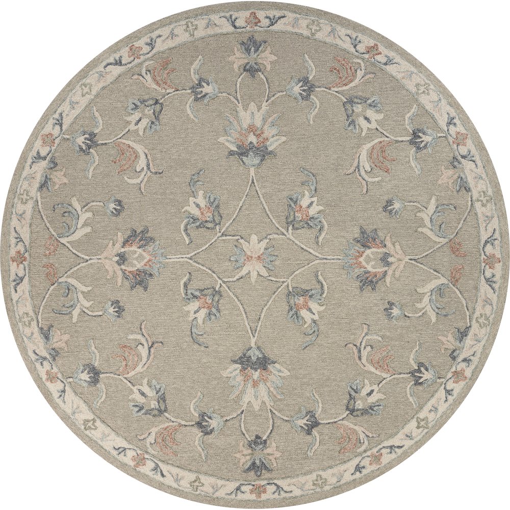 Mirroring Floral Bloom Area Rug 4'10" Round. Picture 1