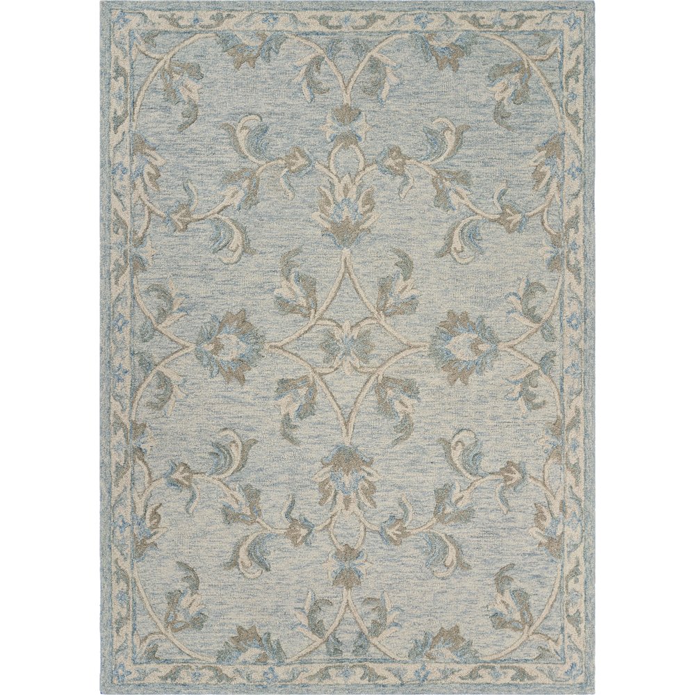 Mirroring Baby Blue Floral Bloom Area Rug 5'0"x7'0". Picture 1