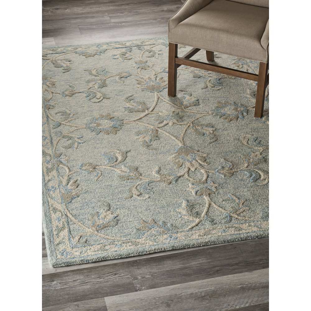 Mirroring Baby Blue Floral Bloom Area Rug 5'0"x7'0". Picture 2