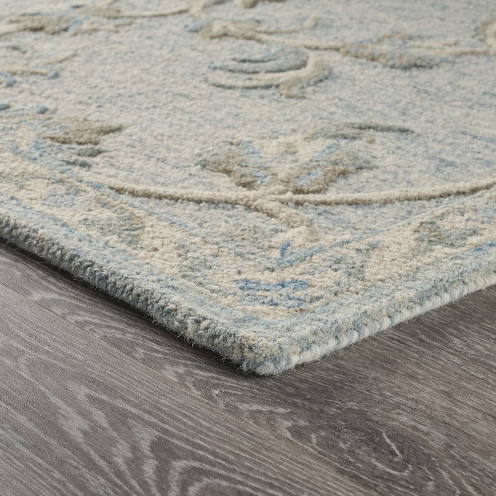 Mirroring Baby Blue Floral Bloom Area Rug 5'0"x7'0". Picture 3