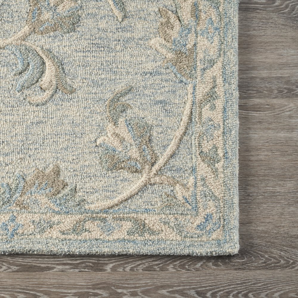 Mirroring Baby Blue Floral Bloom Area Rug 5'0"x7'0". Picture 5