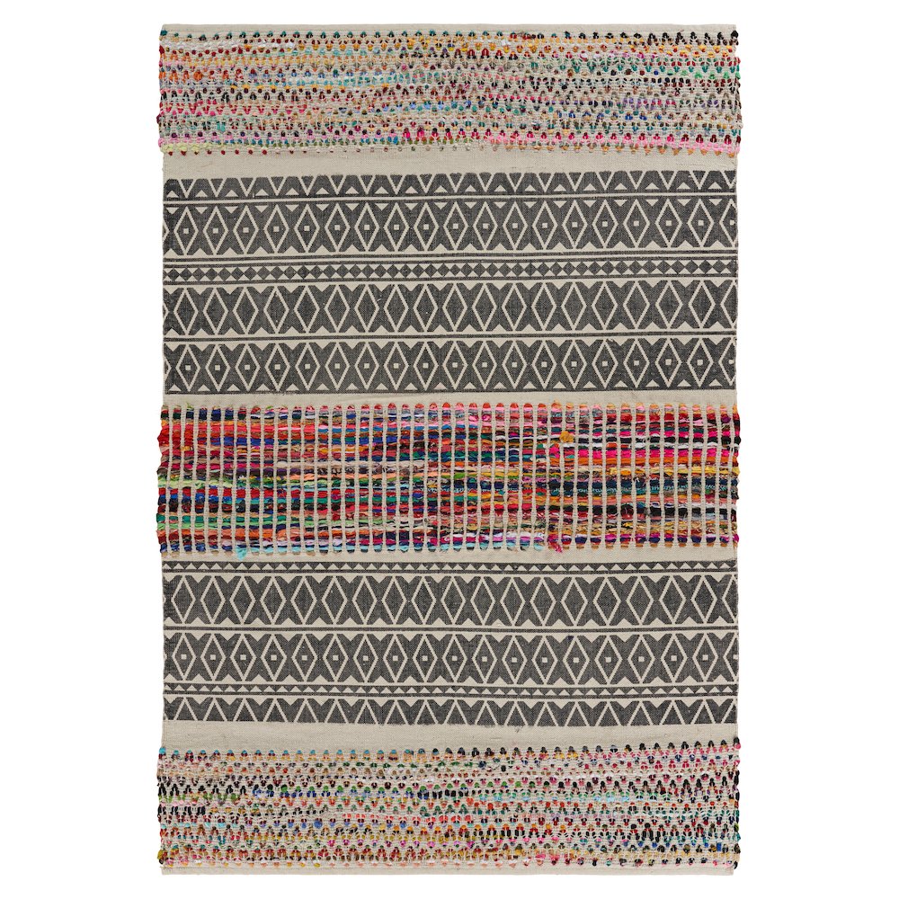 Evette Rios Vogue Traditional Geometric Chindi Area Rug, 3' x 5'. Picture 1