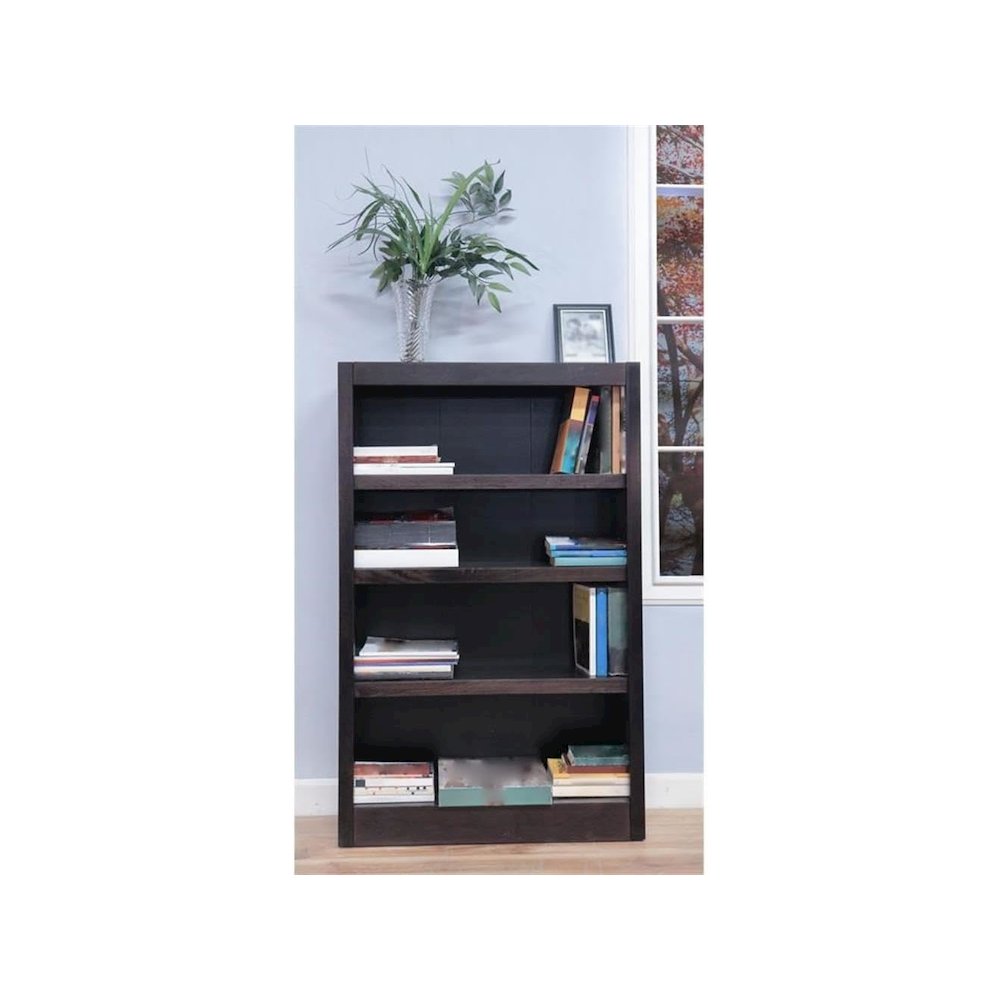 Concepts in Wood Single Wide Bookcase, 4 Shelves, Espresso Finish. Picture 5