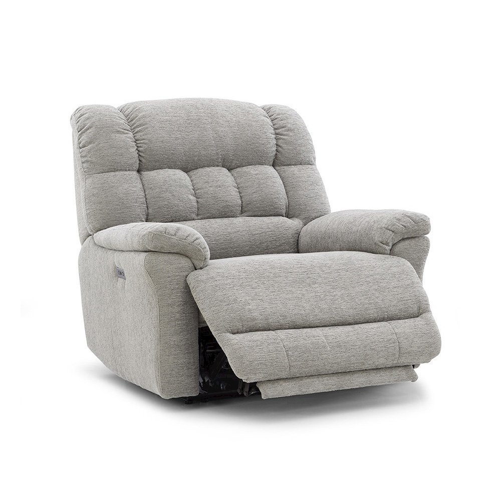 Light Gray Power Recliner Chair Oversized with Electric Recline and USB Port. Picture 1