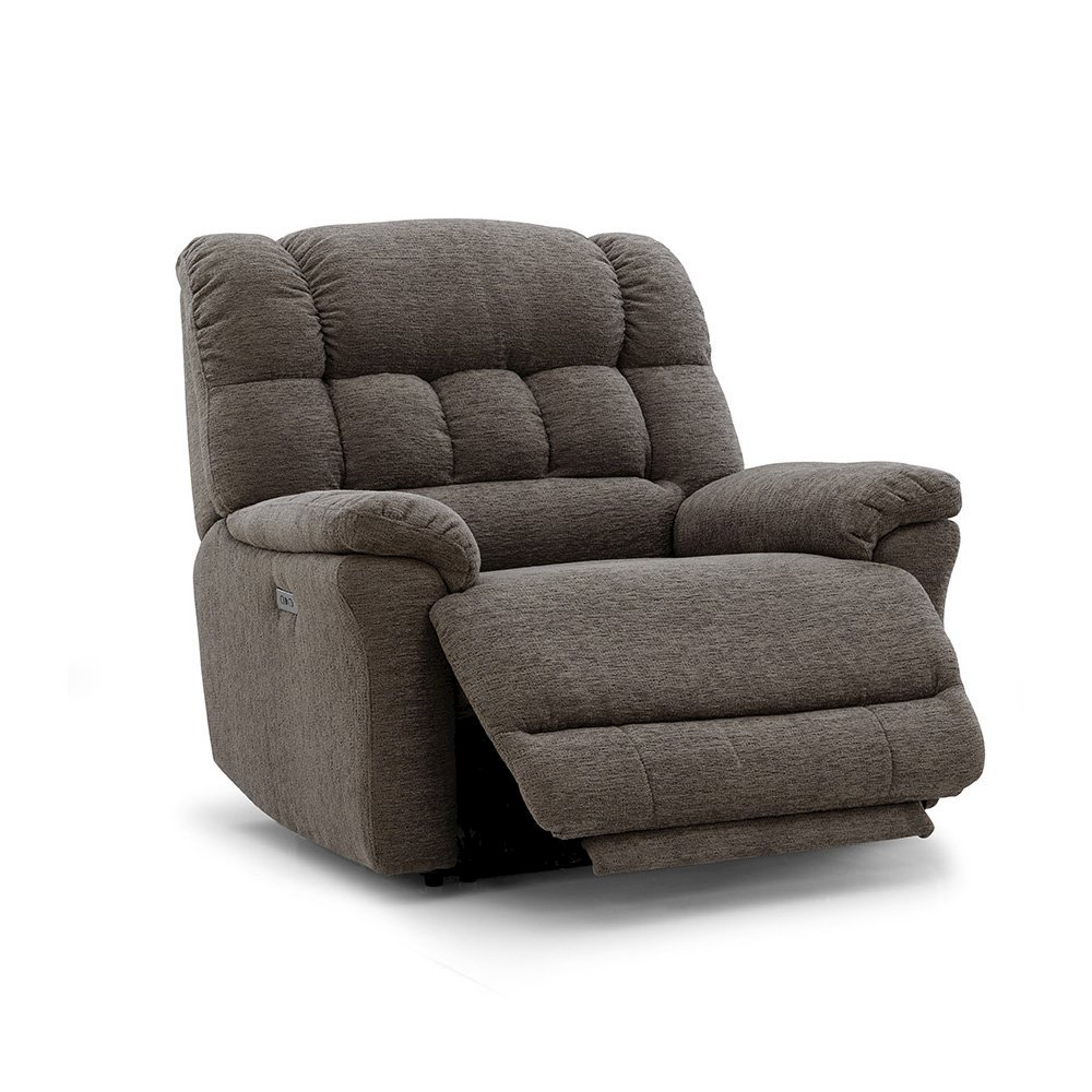 Brown Oversized Power Recliner Chair with Electric Recline, Wide Fabric Seat, USB Charging Port, Heavy-Duty Large Recliner. Picture 1