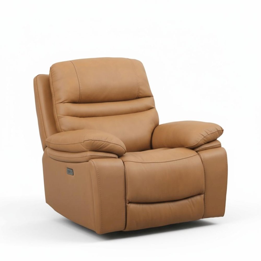 Leather Power Recliner Chair, Top Grain Upholstery, USB & USB-C, 360 lb Support. Picture 10