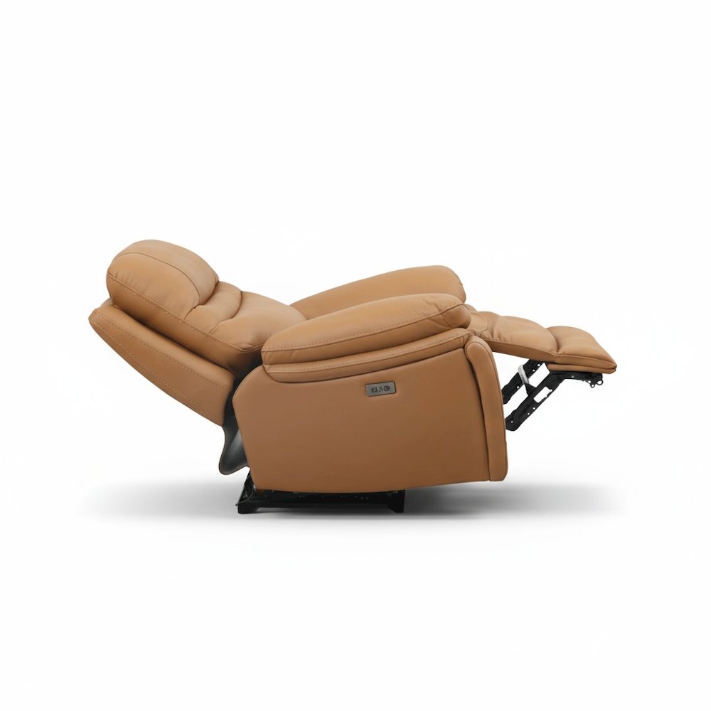 Leather Power Recliner Chair, Top Grain Upholstery, USB & USB-C, 360 lb Support. Picture 9