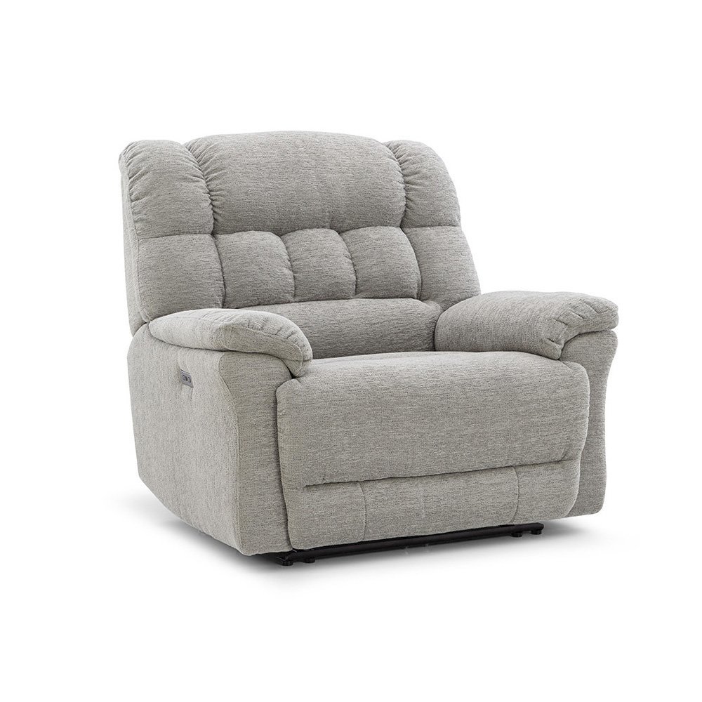 Light Gray Power Recliner Chair Oversized with Electric Recline and USB Port. Picture 2