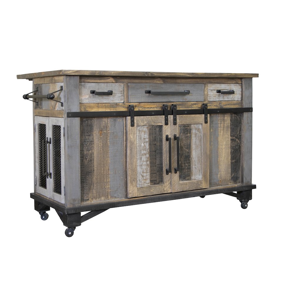Loft Brown Multi-Color Kitchen Island, Two Tone Gray & Brown. Picture 1