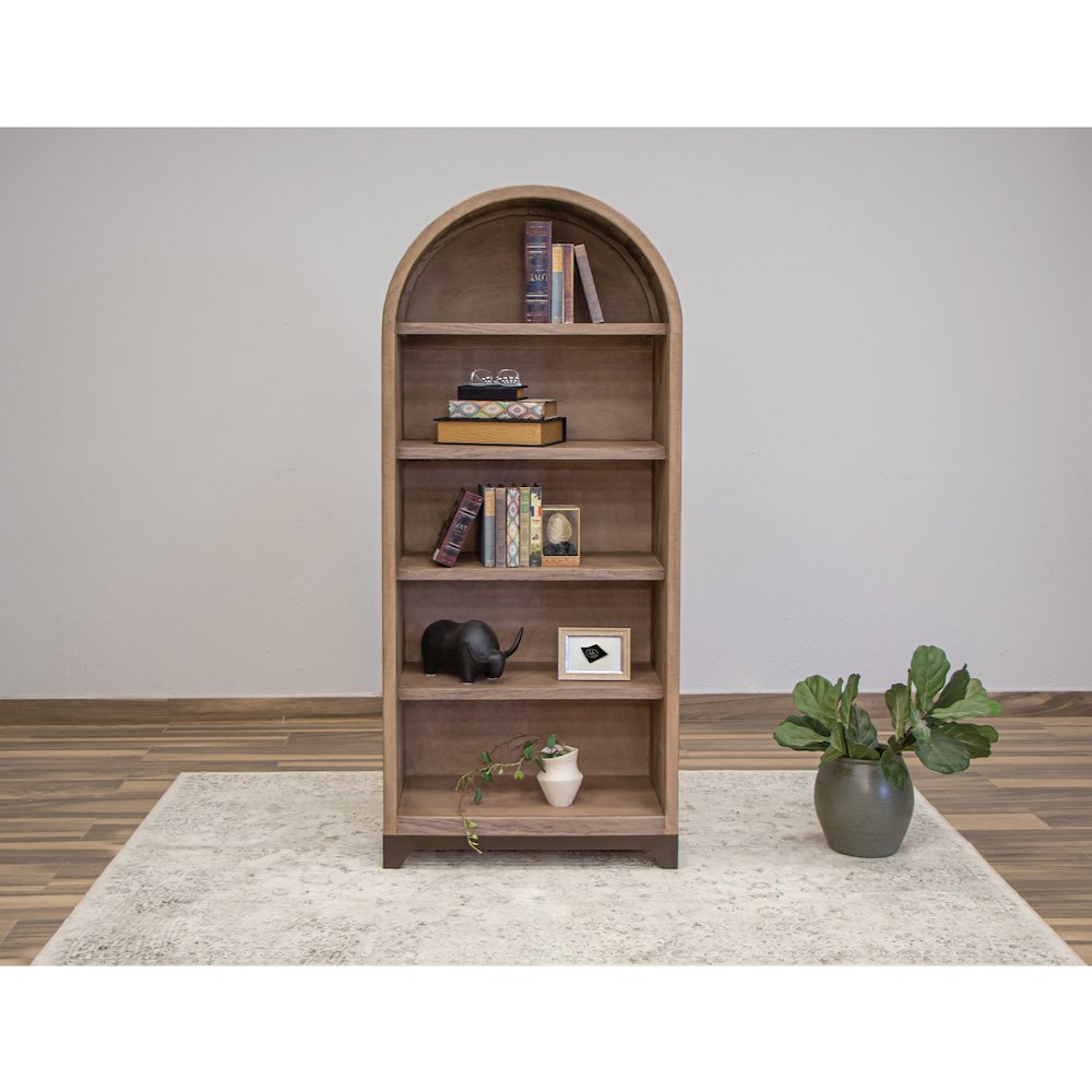 Natural Parota 5 Shelf Bookcase, Brown cappuccino. Picture 2