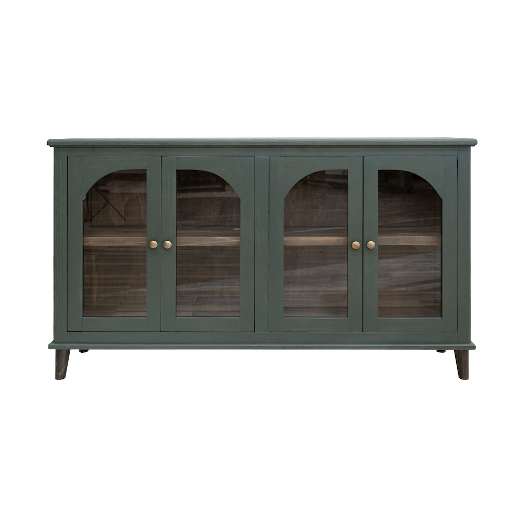 Genova 4 Glass Door Console, Forest Green. Picture 2