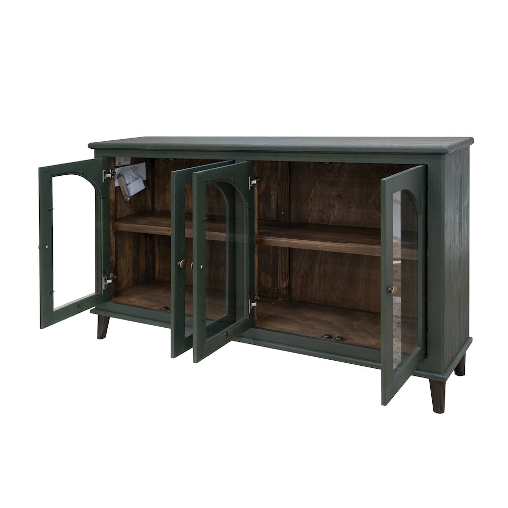 Genova 4 Glass Door Console, Forest Green. Picture 3