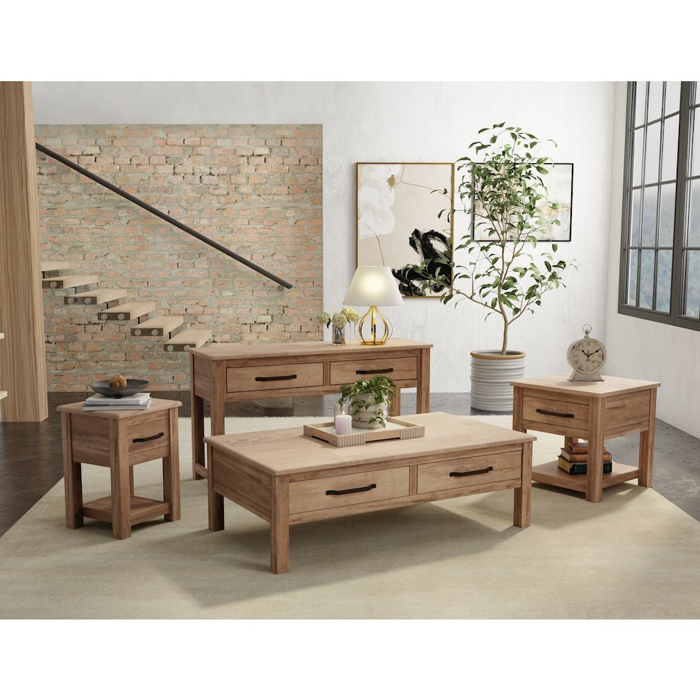 Natural Parota 1 Drawer End Table, Brown Cappuccino. Picture 2