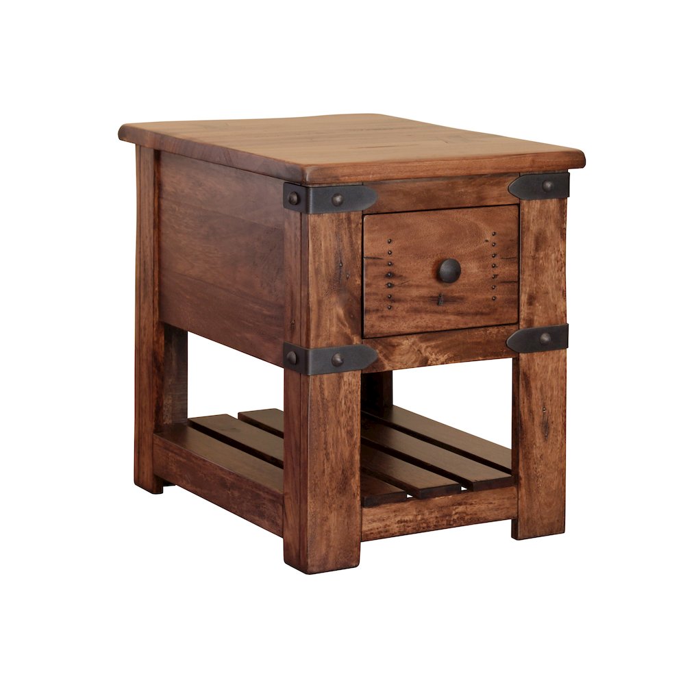 Parota 1 Drawer Chair Side Table, Cinnamon Brown. Picture 2