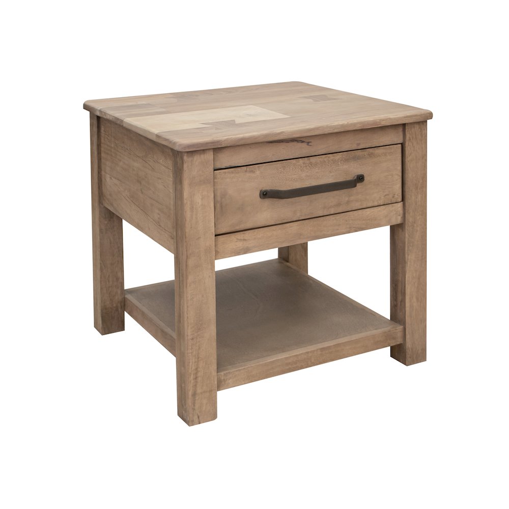 Natural Parota 1 Drawer End Table, Brown Cappuccino. Picture 1