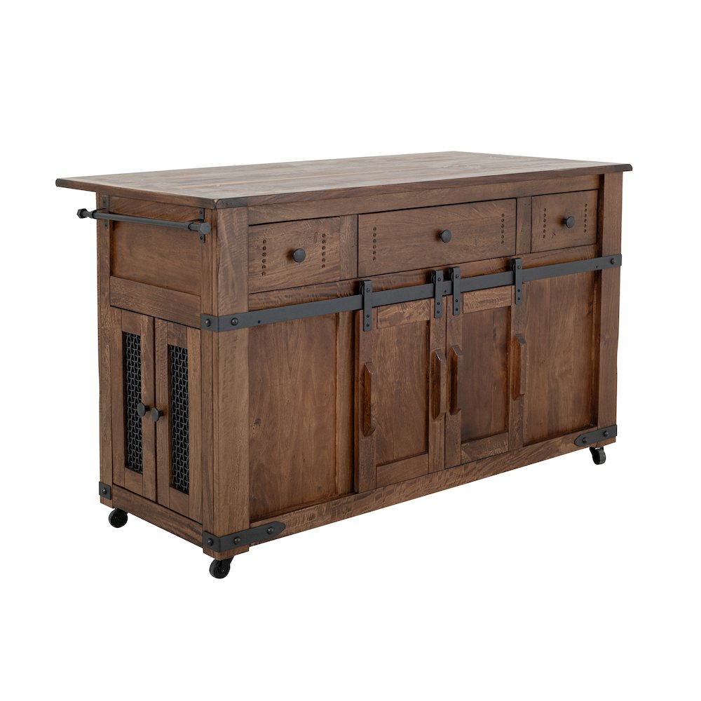 Parota Kitchen Island, Cinnamon Brown. Picture 1
