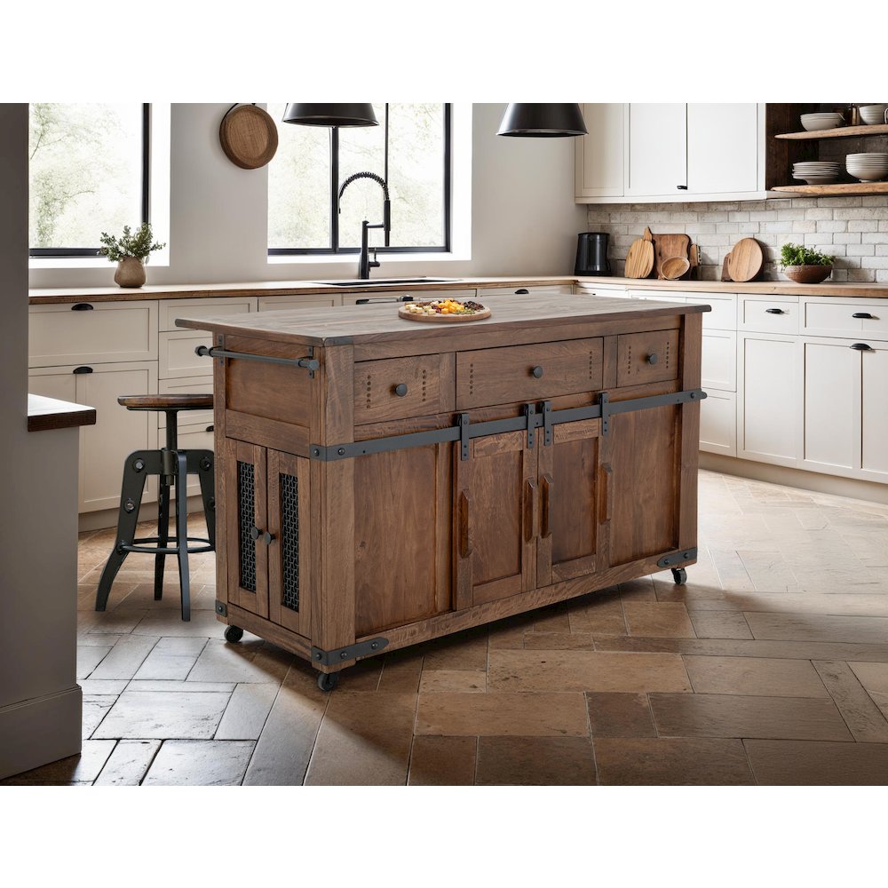 Parota Kitchen Island, Cinnamon Brown. Picture 4