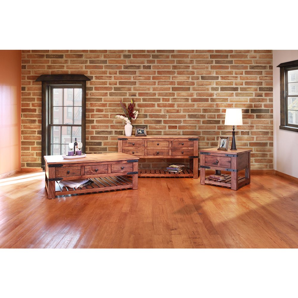 Parota 1 Drawer End Table, Cinnamon Brown. Picture 2