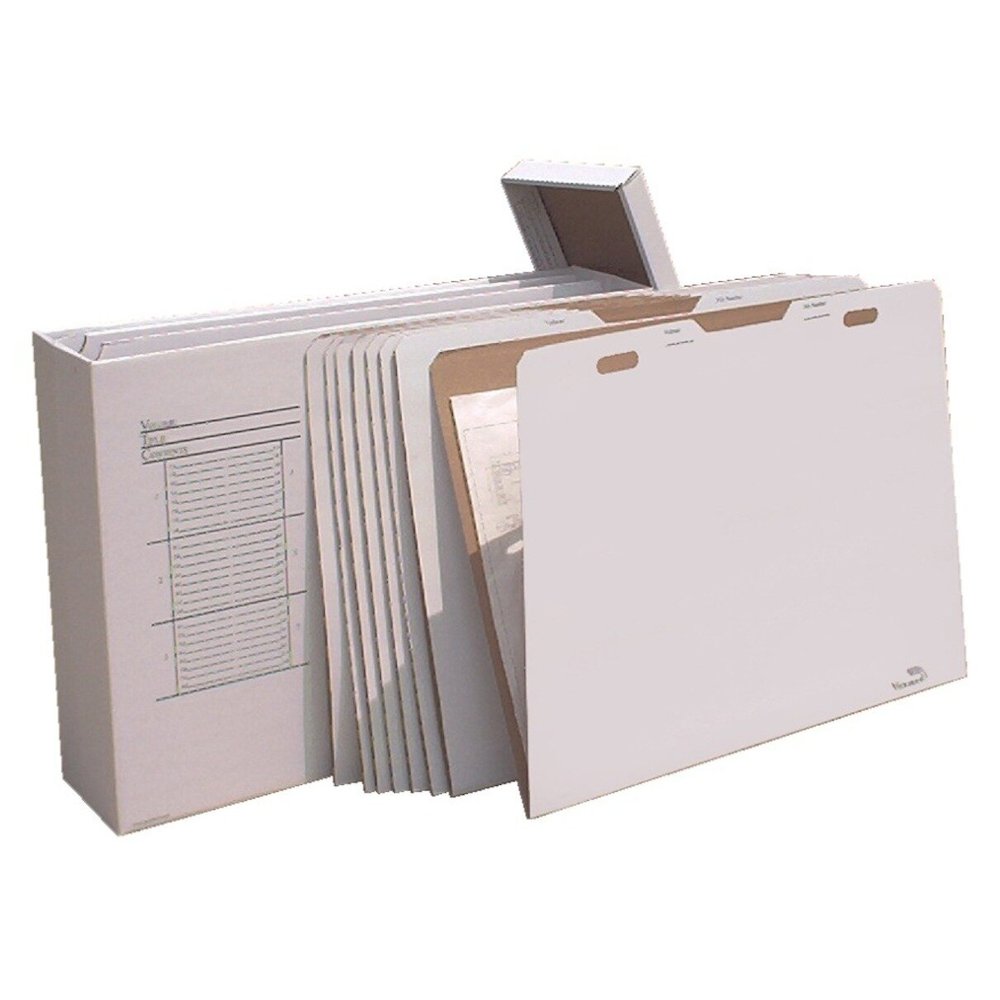 VFile43 W/8 VFolder43, Vertical Flat File System Filing Box, Stores Flat Items Up to 30” X 42”. Picture 1