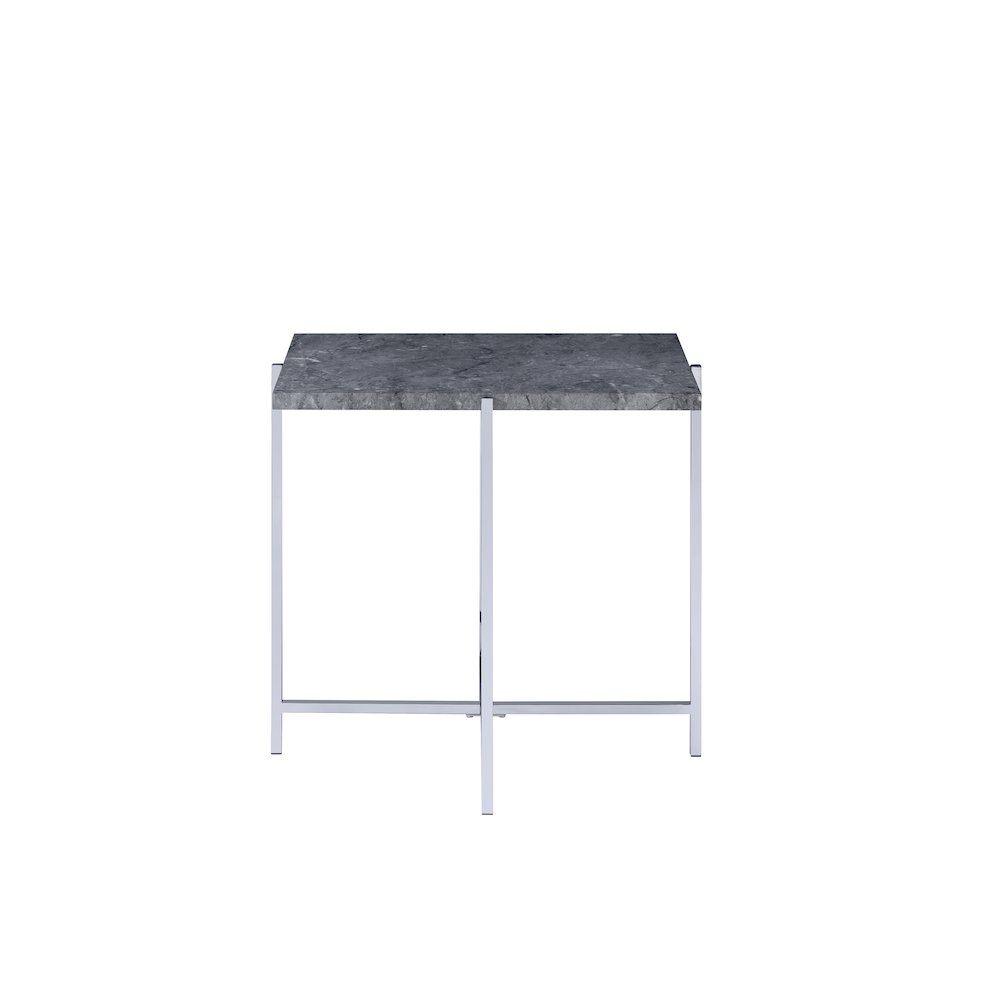 Adelae End Table Engineered Stone Top & Chrome. Picture 2