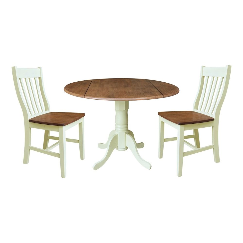 42" Dual Drop Leaf Dining Table with 2 Chairs. Picture 1