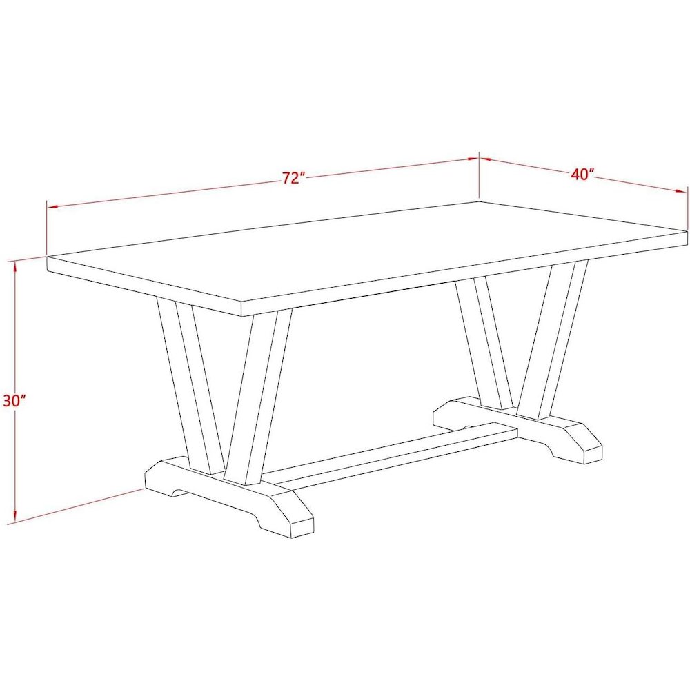 East West Furniture 1-Piece Kitchen Table with Rectangular Cement Table top and Linen White Wooden Legs Finish. Picture 3